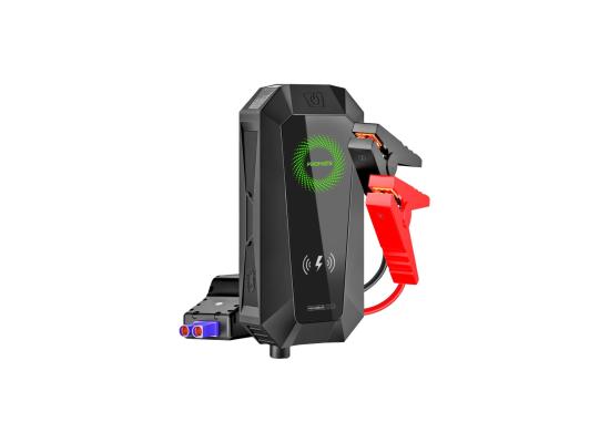 Promate HexaBolt-20  Jump Starter with 19200mAh Power Bank, Safety Hammer, LED Light, Smart Clamps and 10W Qi Wireless Charger